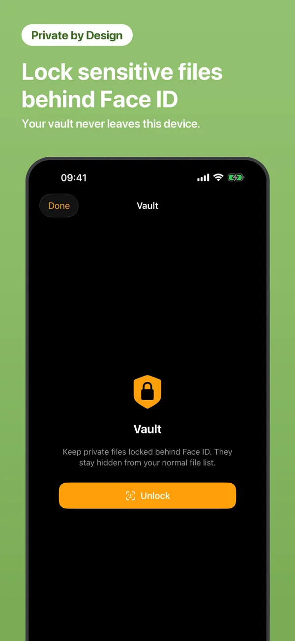 Vault locked behind Face ID